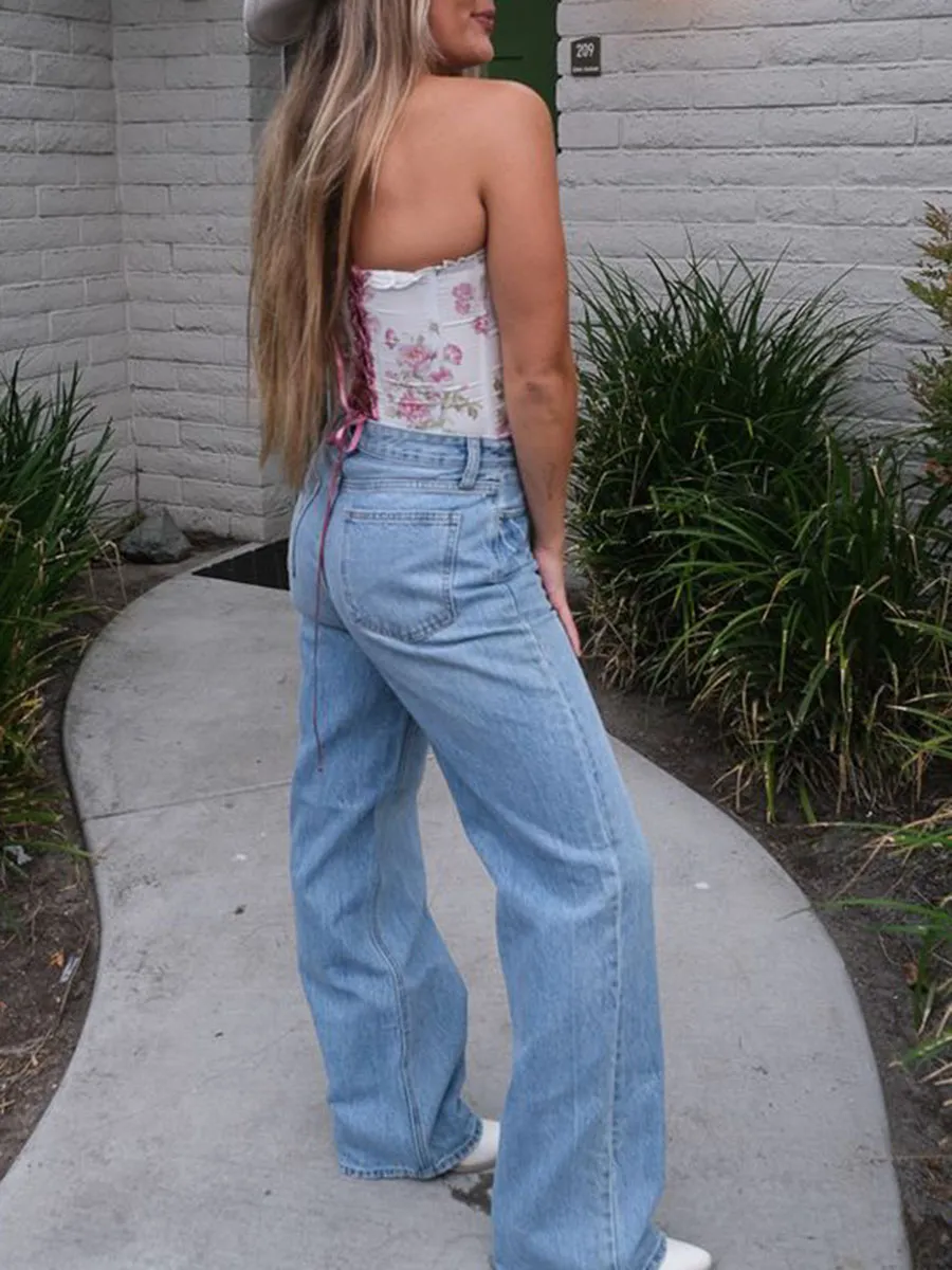 Floral Front Tie Corset Top