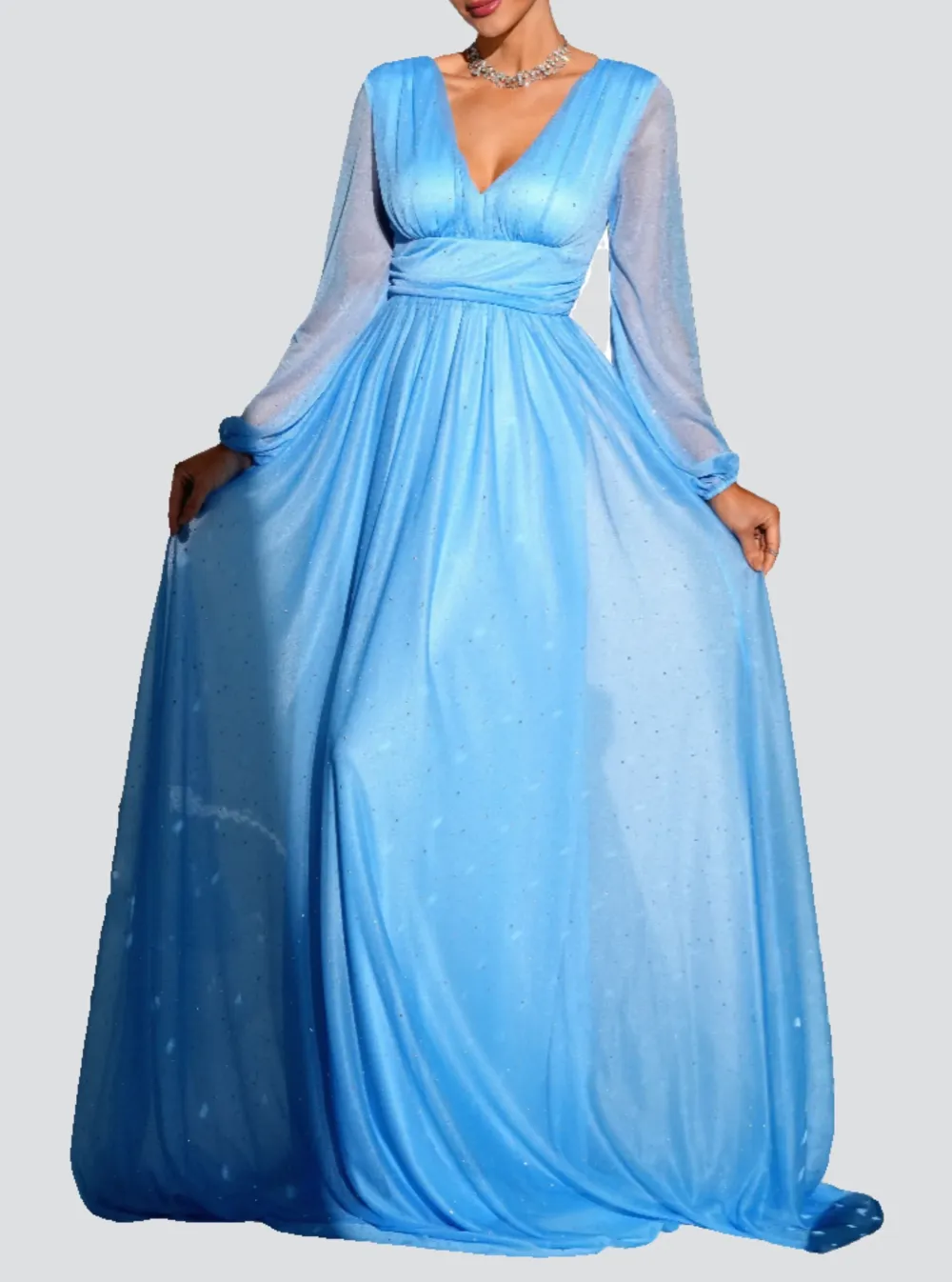 Mesh High Waist Bridesmaid Dress