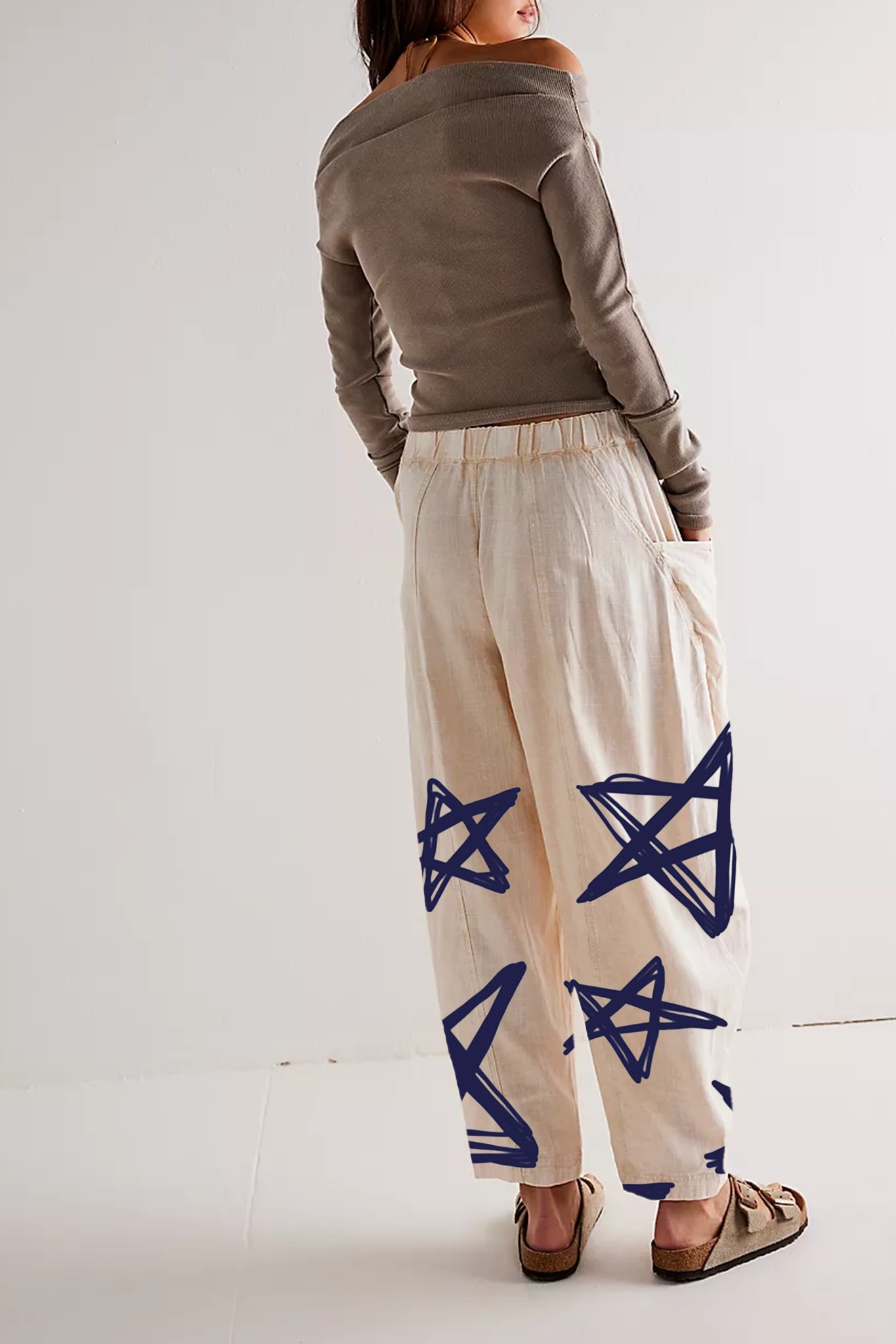 Washed Pull-On Barrel Pants