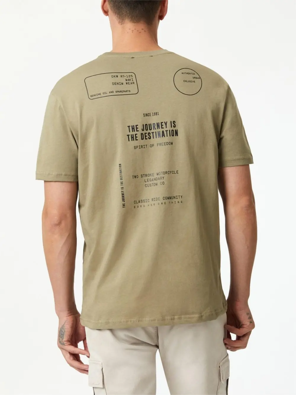 Olive Green Short - Sleeve Printed Tee