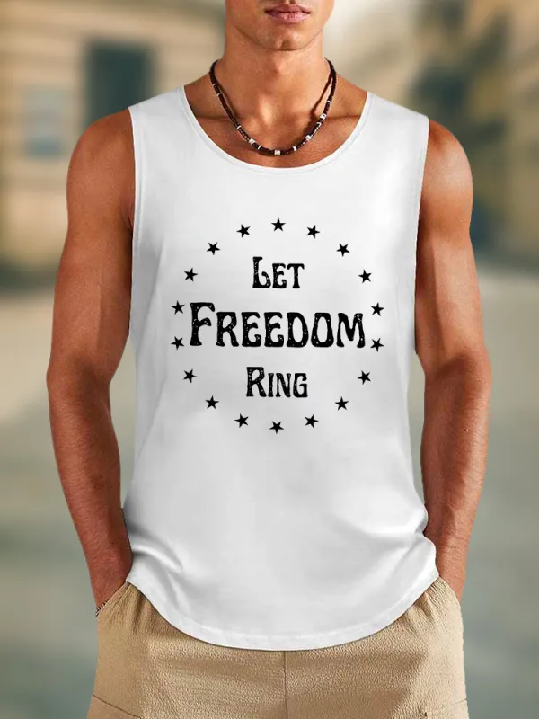 Men'S Let Freedom Ring Round-Necked Sleeveless Vest