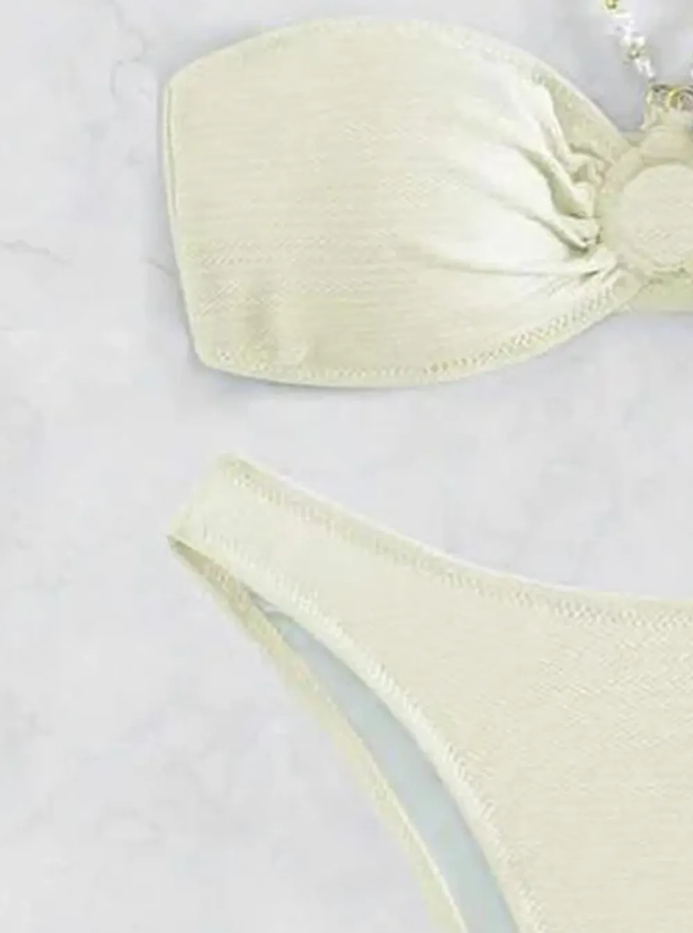 Chain Halter Solid Color Beach Bikini