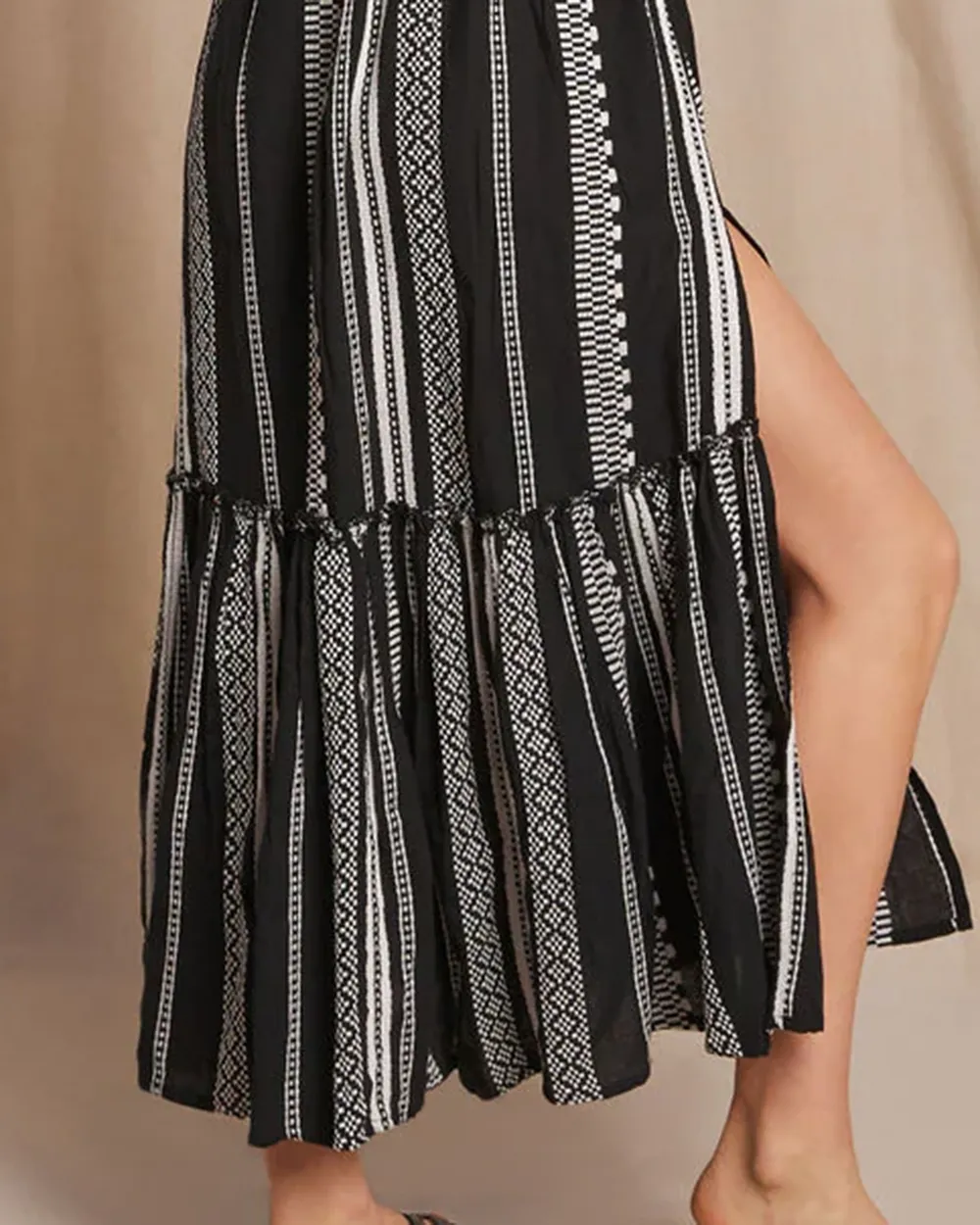 Embroidered Cinched Waist Midi Dress