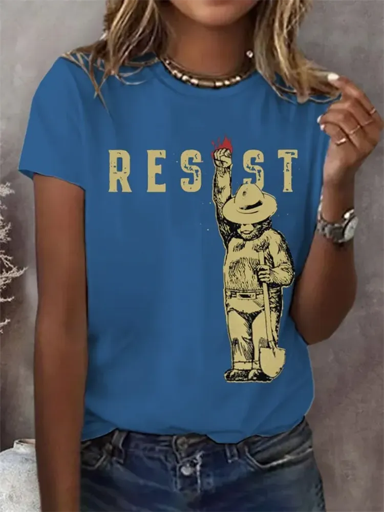 Women'S Protect Our National Parks Print Round Neck T-Shirt