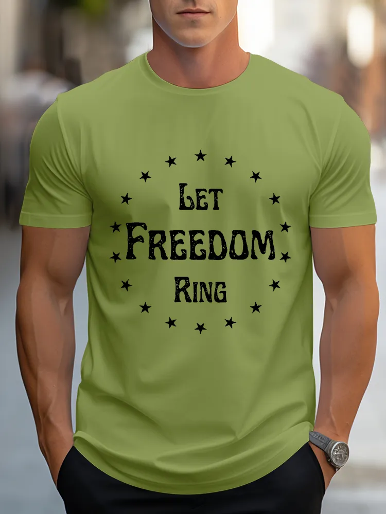 Man'S Let Freedom Ring Round-Neck Short-Sleeved T-Shirt