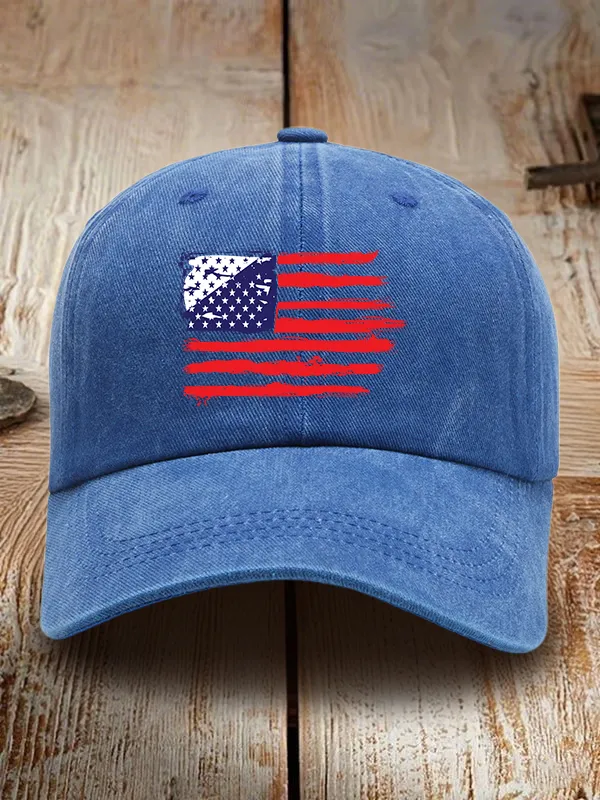 Independence Day Print Washed Baseball Cap