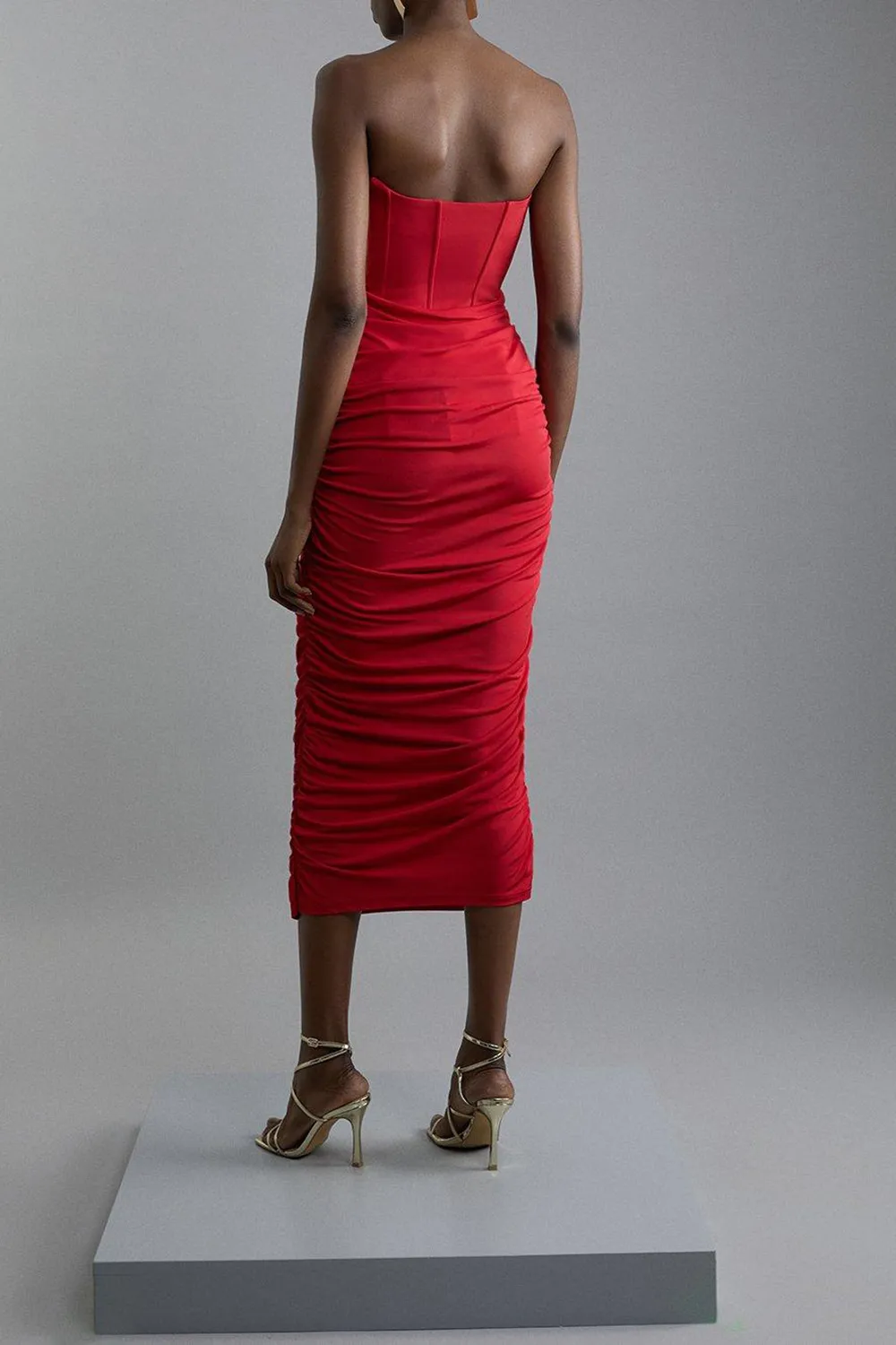 Premium Viscose Jersey Corset Midi Dress