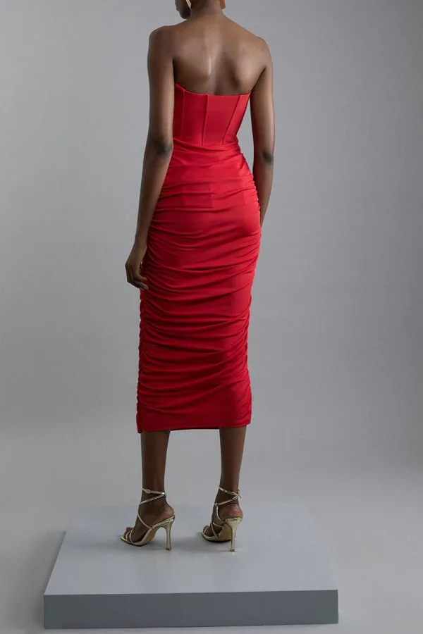 Premium Viscose Jersey Corset Midi Dress
