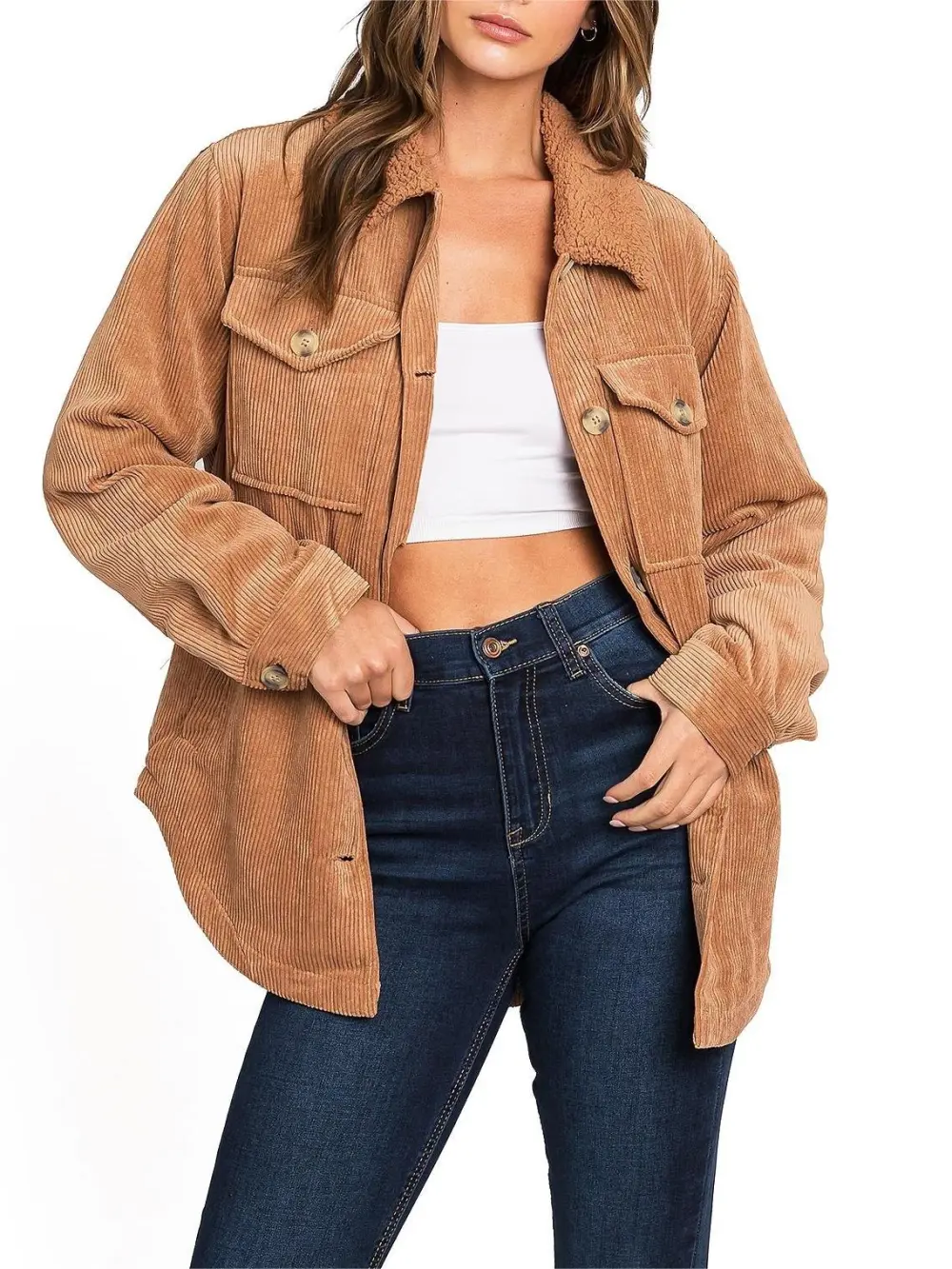 Corduroy Button - Front Shacket
