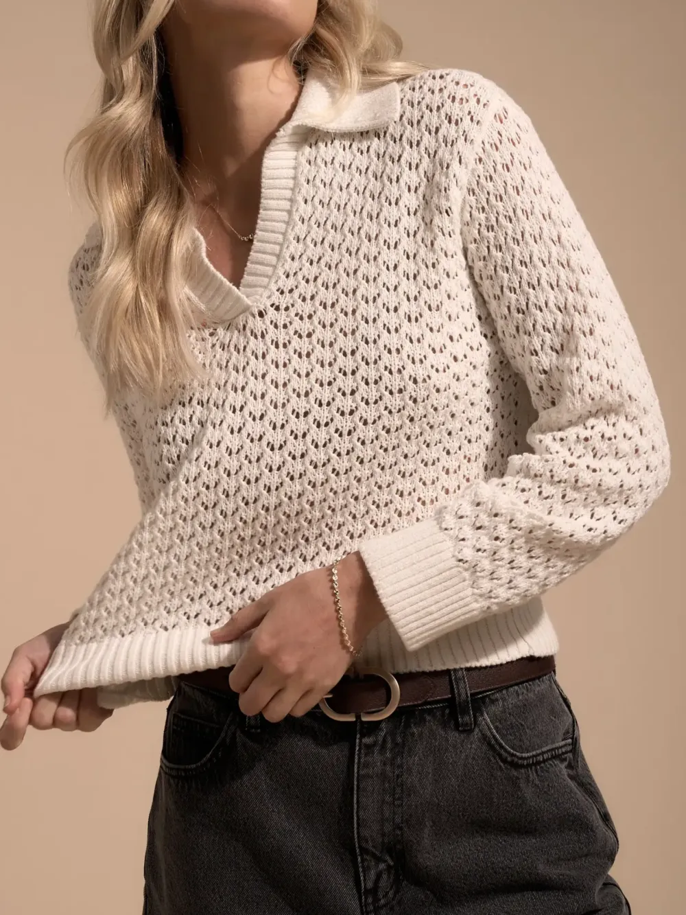 Elementary Knitted Henley Sweater
