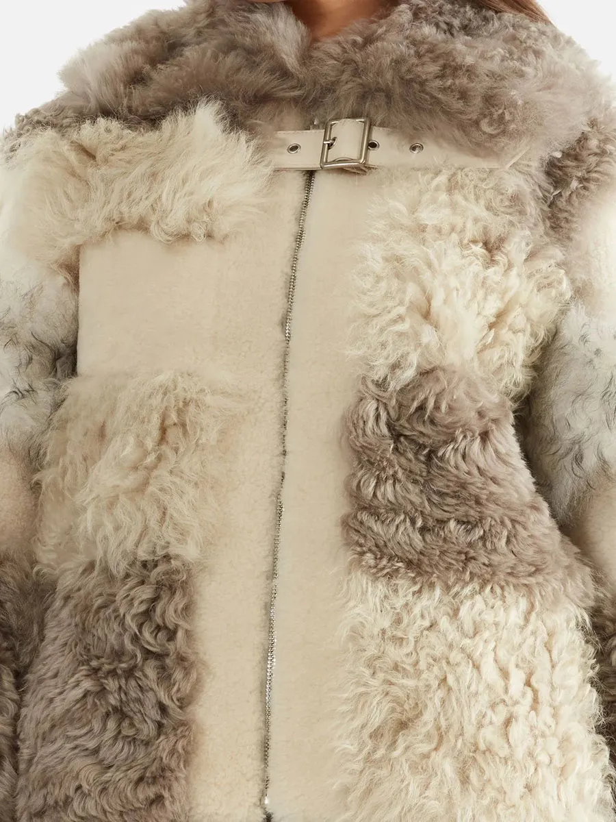 Furry Patchwork Shearling Jacket