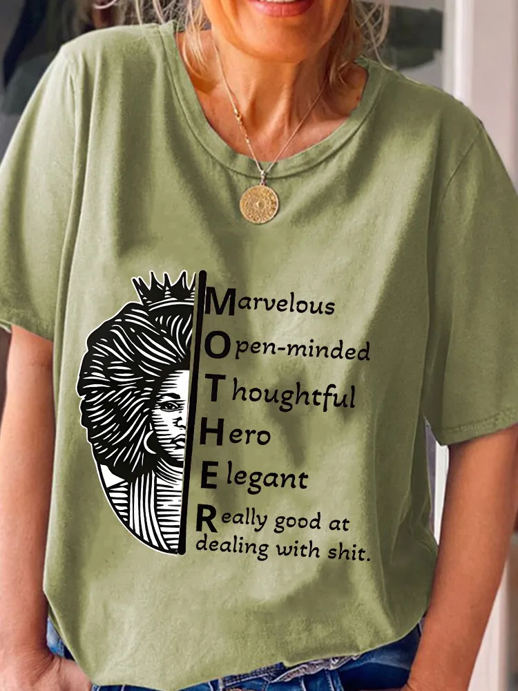 Women'S Marvelous Open-Minded Thoughtful Hero Elegant Really Good At Dealing With Shit Round-Neck Short-Sleeved T-Shirt