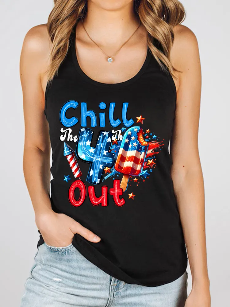 Women'S Chill The 4Th Out Round-Necked Sleeveless Vest