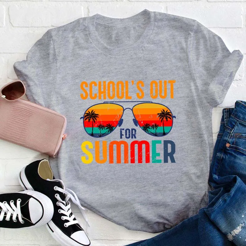 Sunglasses And Text Print T-Shirt