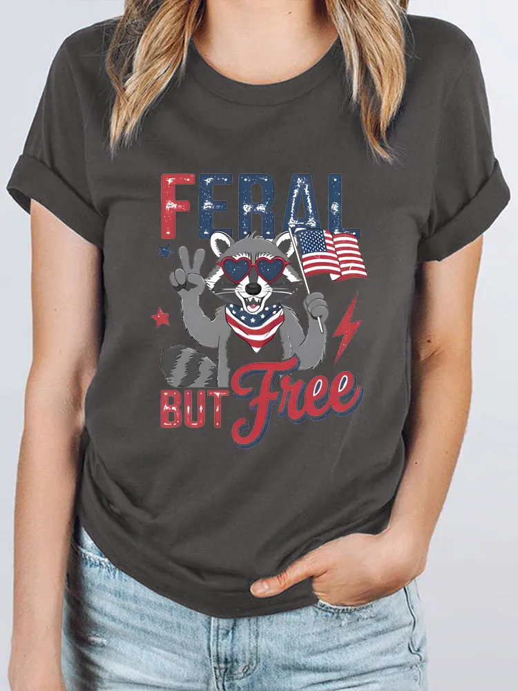Woman'S Feral But Free Short-Sleeved T-Shirt