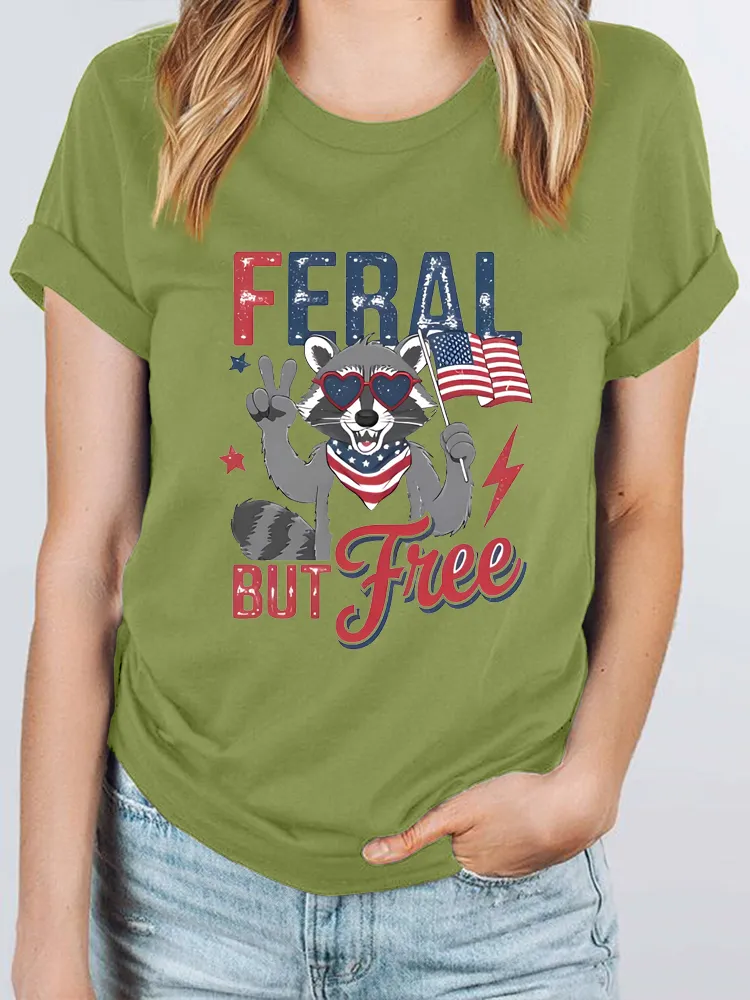 Woman'S Feral But Free Short-Sleeved T-Shirt
