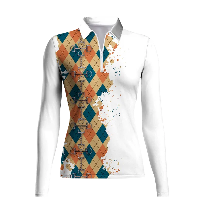 Women's Riding Style Horse Bibs Print Long Sleeve Casual Lapel Shirt