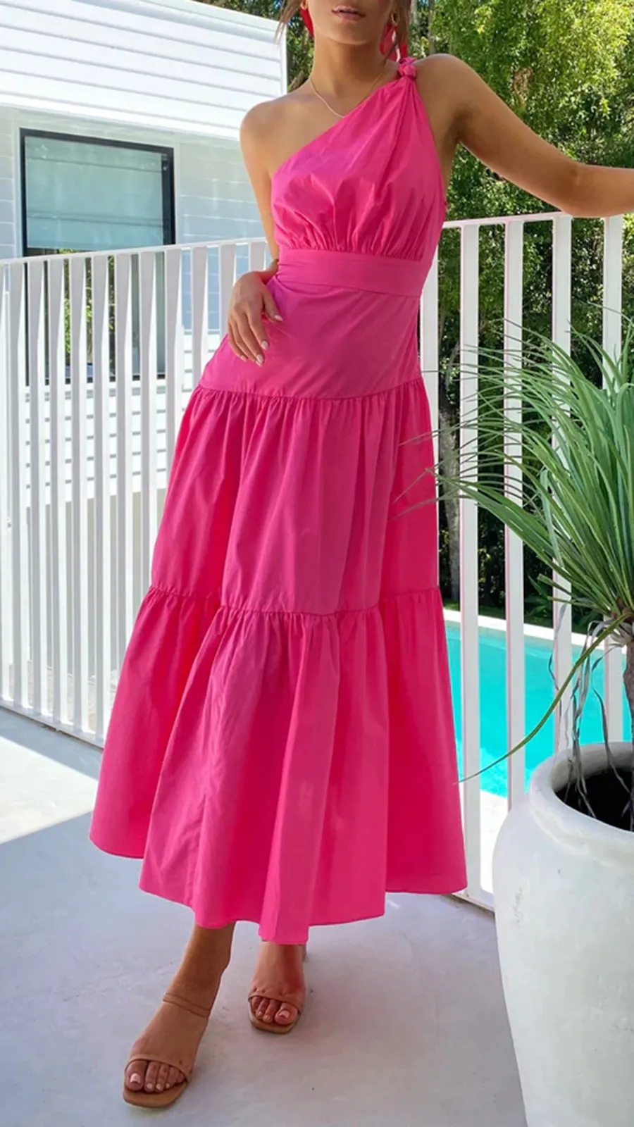 Knot Detail In Shoulder Strap Maxi Dress