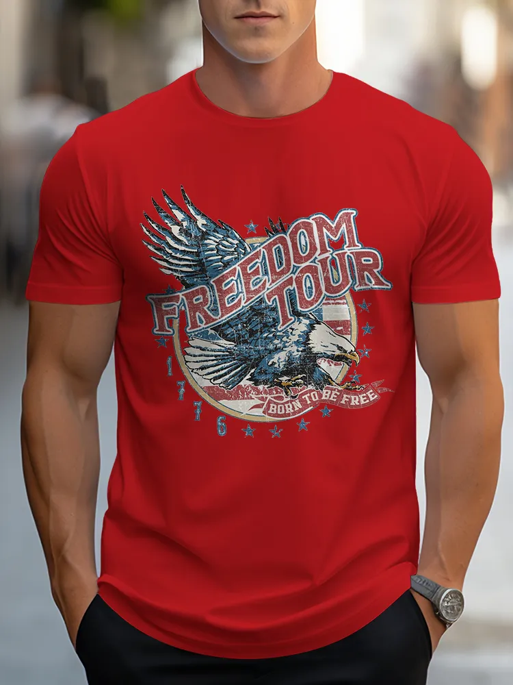 Man'S Freedom Tour 1776 Born To Be Free Round-Neck Short-Sleeved T-Shirt