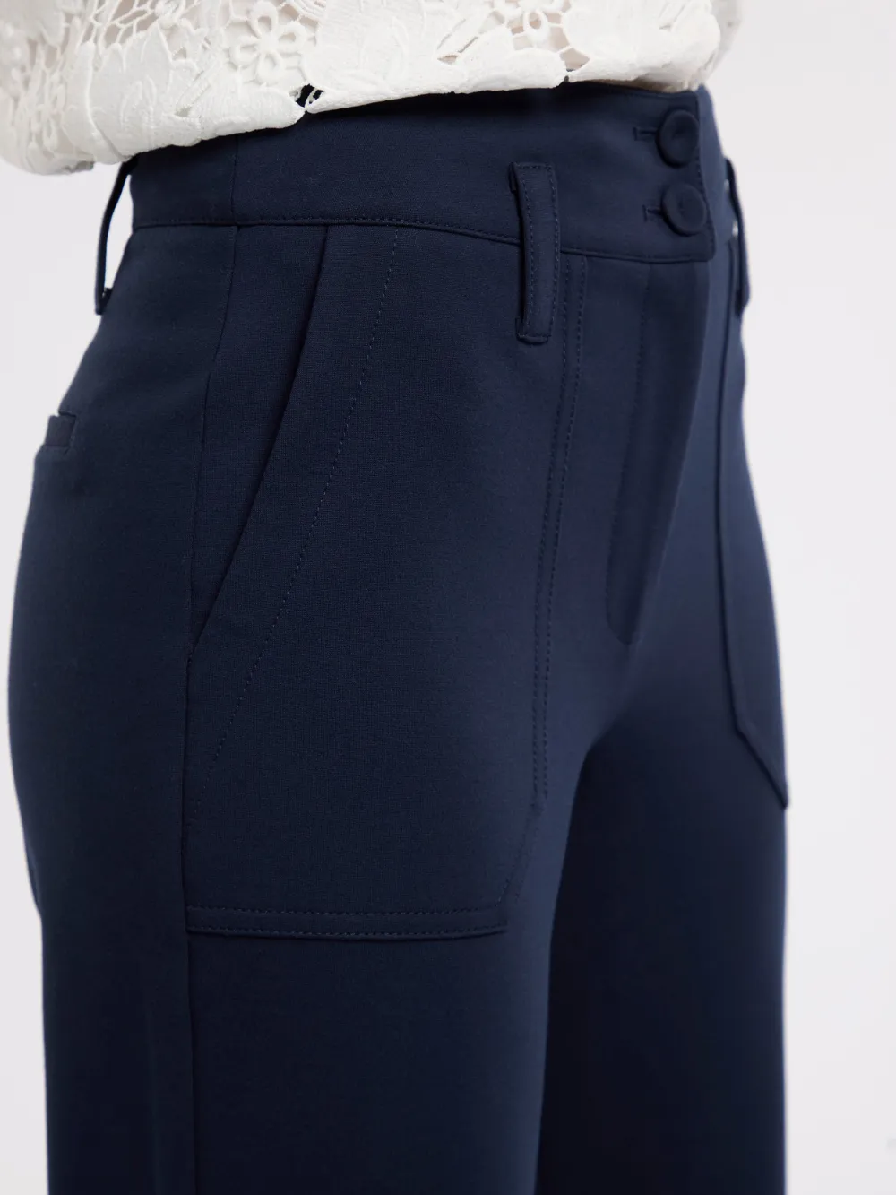 Navy Wide-Leg Flare Pants