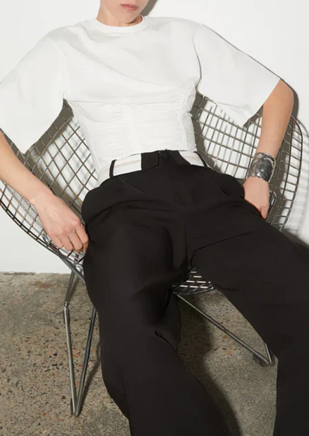 Black Patchwork Suit Trousers