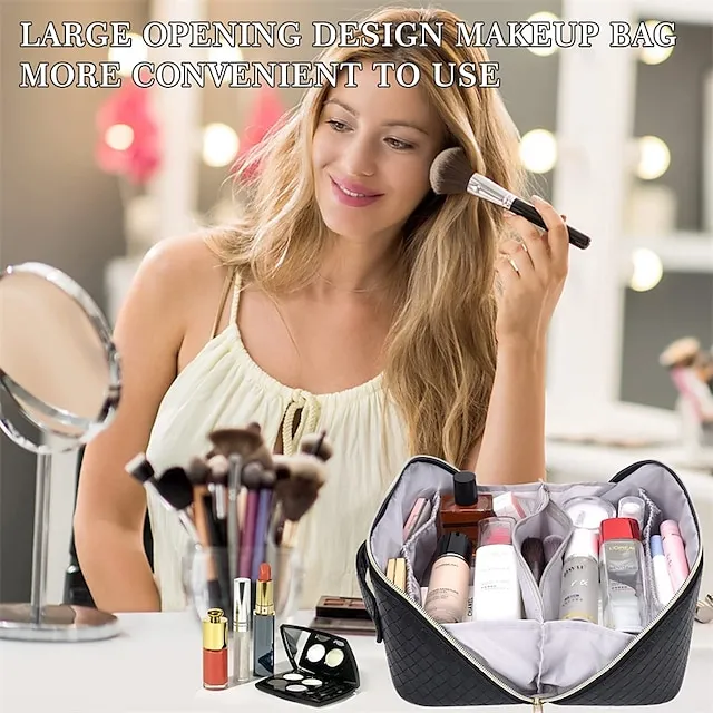 Women's Girls' Handbag Cosmetic Bag PU Leather Party Daily Holiday Zipper Large Capacity Waterproof Breathable Plaid Black White Pink
