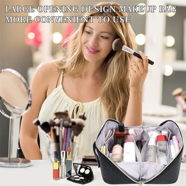 Women's Girls' Handbag Cosmetic Bag PU Leather Party Daily Holiday Zipper Large Capacity Waterproof Breathable Plaid Black White Pink