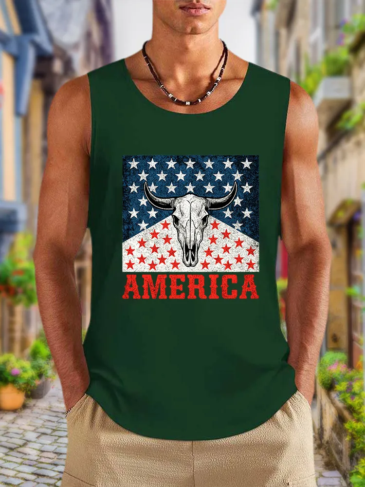 Men'S America Round-Necked Sleeveless Vest