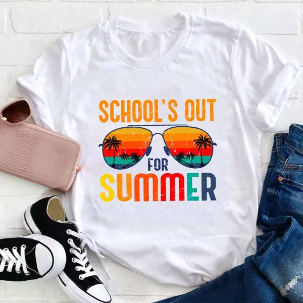 Sunglasses And Text Print T-Shirt