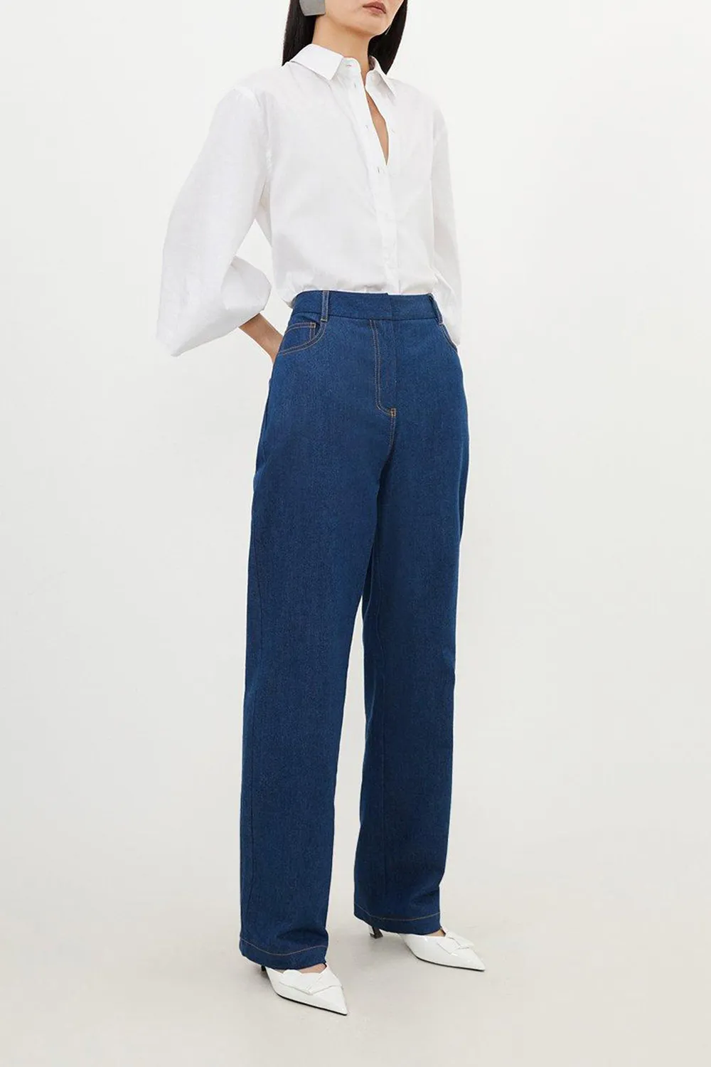 Mid Rise Straight Leg Denim Jeans