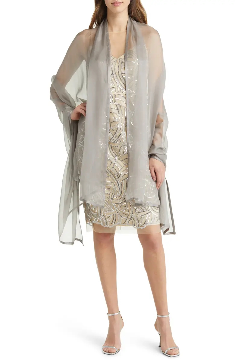 Satin Border Silk Chiffon Scarf