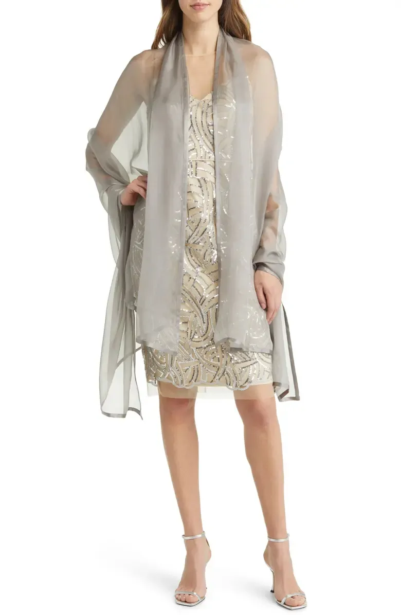 Satin Border Silk Chiffon Scarf