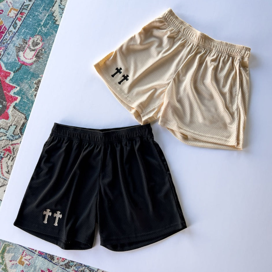 VENTED MESH SHORTS MEDIEVAL - BLACK / CREAM