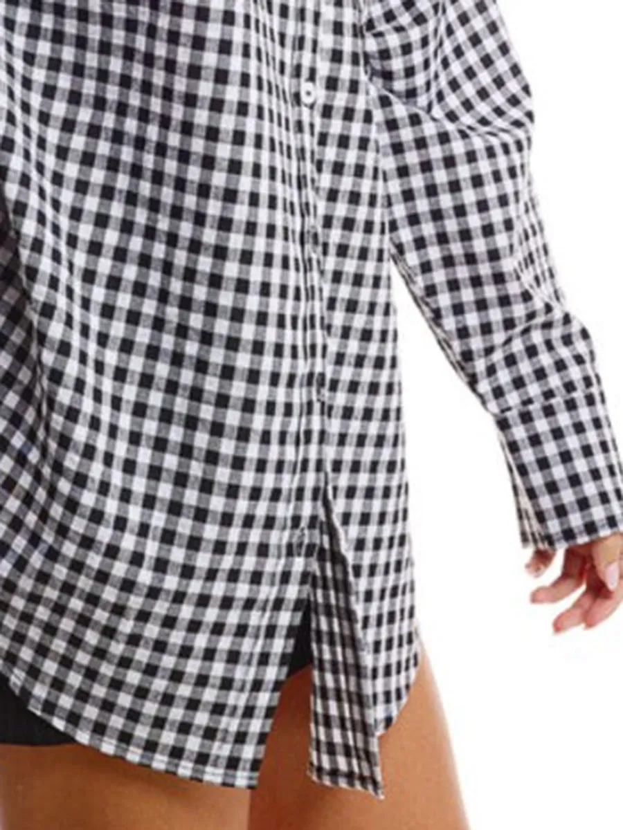 Black & White Yarn Dyed Check Oversized Shirt