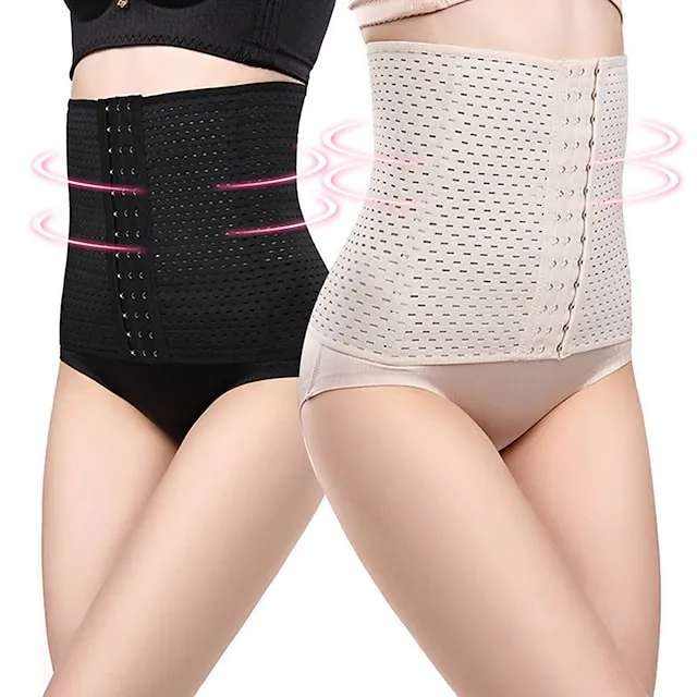 Corset Women's Waist Trainer Shapewears Office Running Gym Yoga Plus Size Creamy-white Black Brown Sport Breathable Hook & Eye Tummy Control Push Up Front Close Solid Color Summer Spring Fall