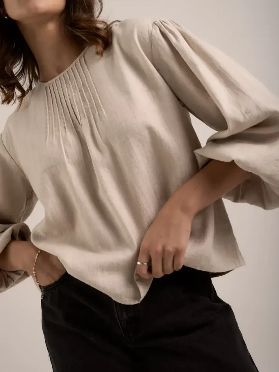 Pleated Linen Top
