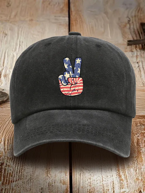 Star Stripe Two Print Washed Baseball Cap