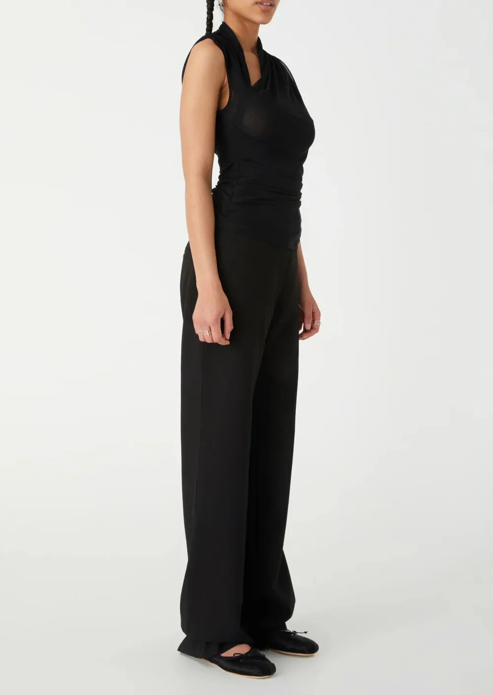 Black Asymmetric Sleeveless Top