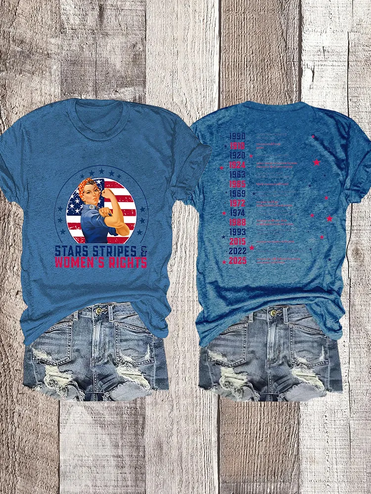 Woman'S Stars Stripes Women'S Rights Crew Neck Short Sleeve T-Shirt