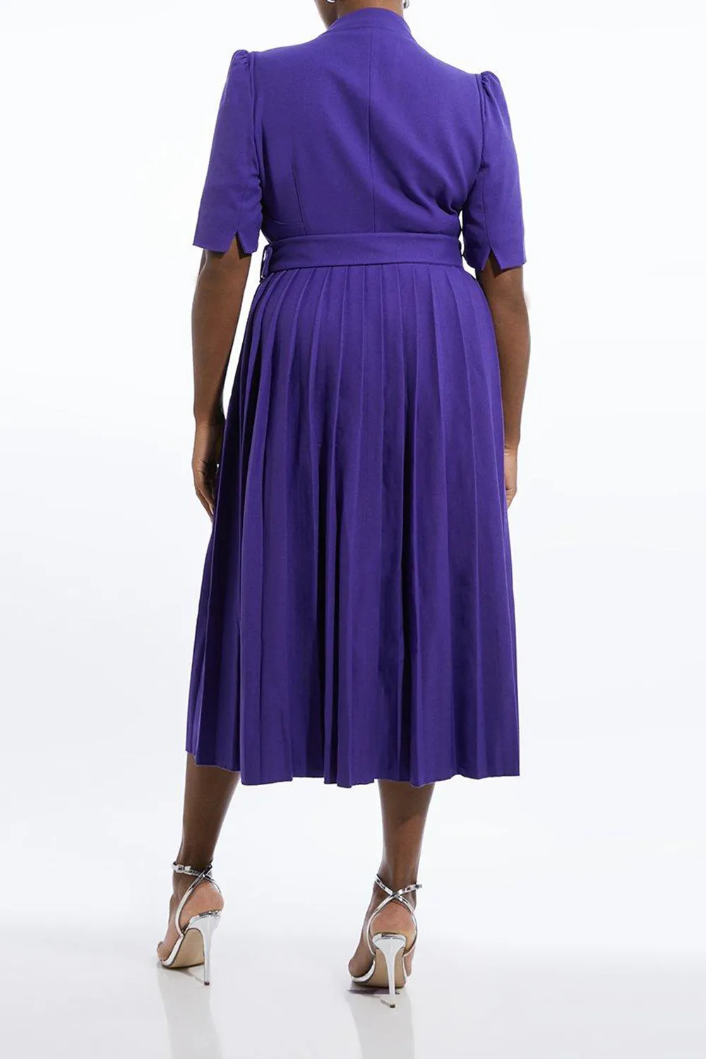 Plus Size Structured Crepe Pleat Dress