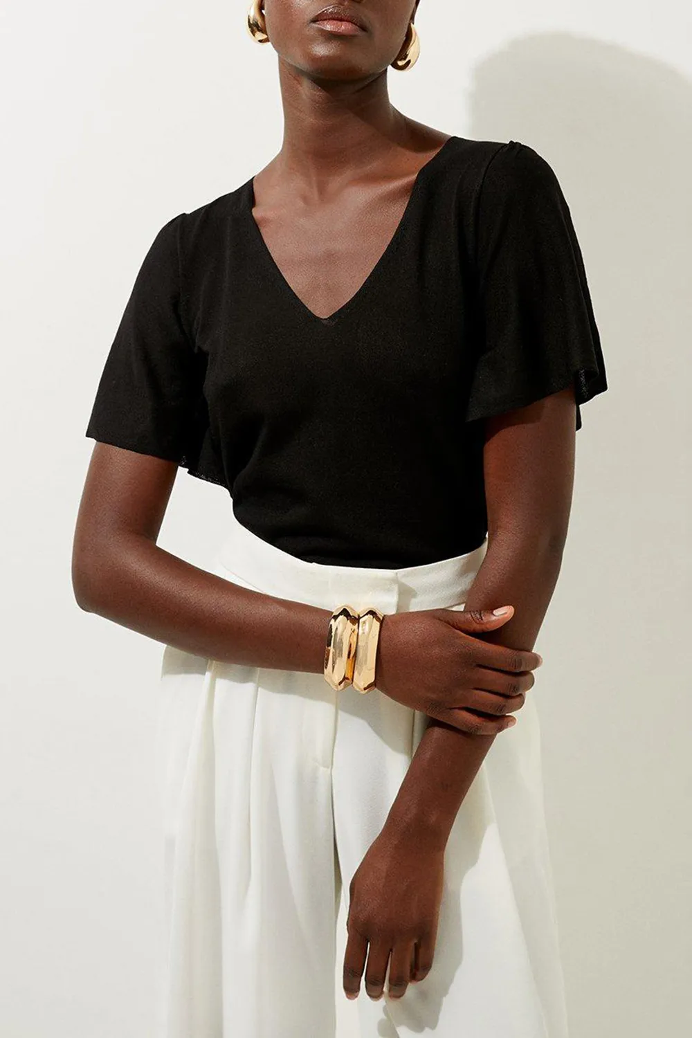 Lightweight Viscose Blend Summer Knit Angel Sleeve Top
