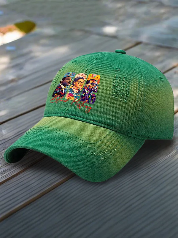 Black Historical Pattern Printed Baseball Cap June Festival Gift