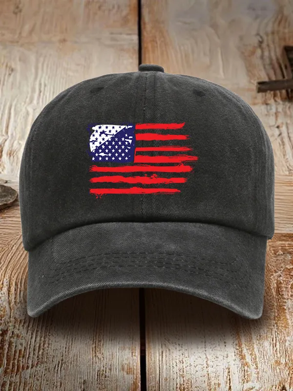 Independence Day Print Washed Baseball Cap