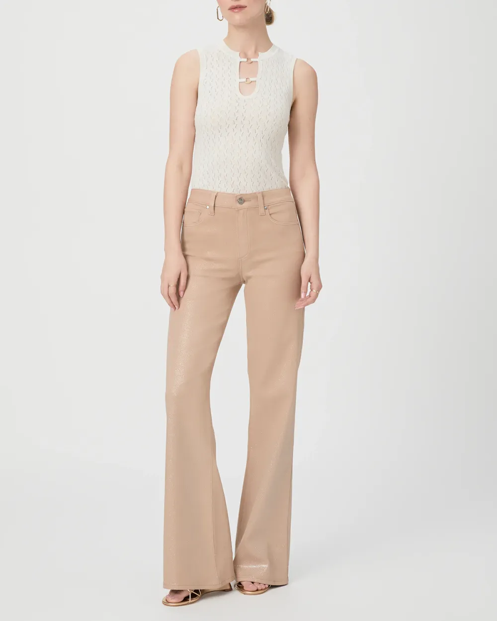 Beige Wide Leg Jeans