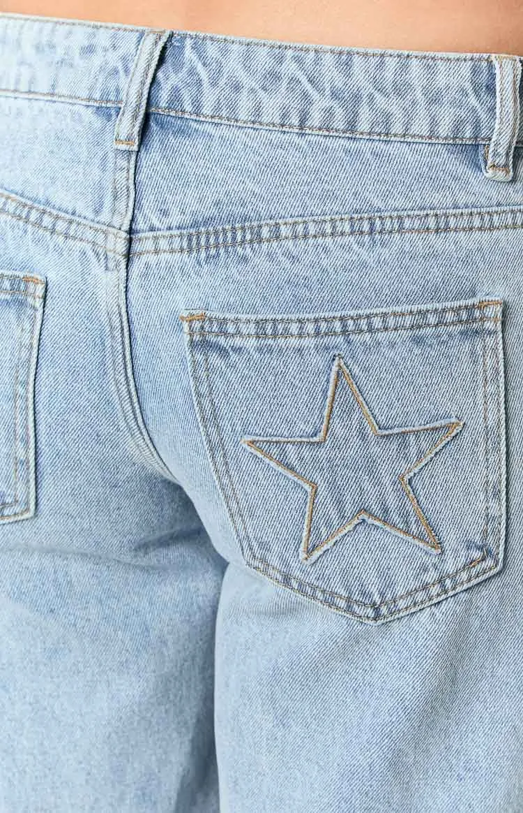 Light Wash Denim Low Rise Jeans