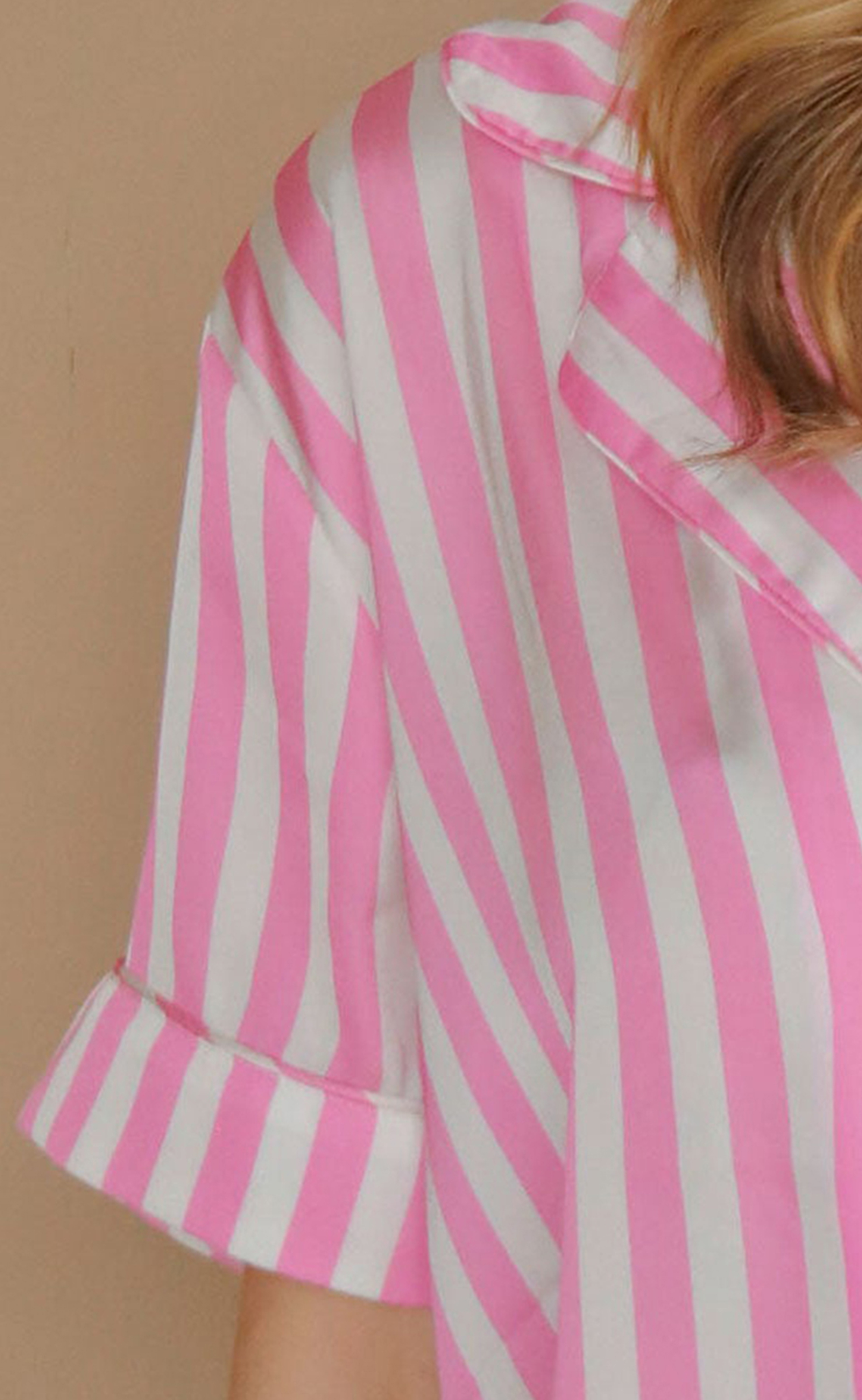 Pink Striped Short Sleeve Set