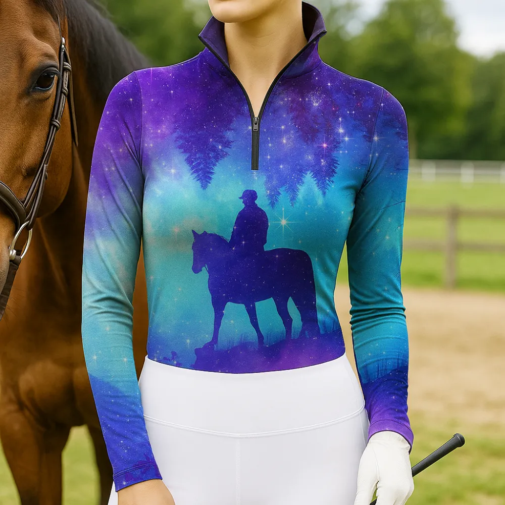 Women's Horse Design Equestrian Long Sleeve Casual Shirt