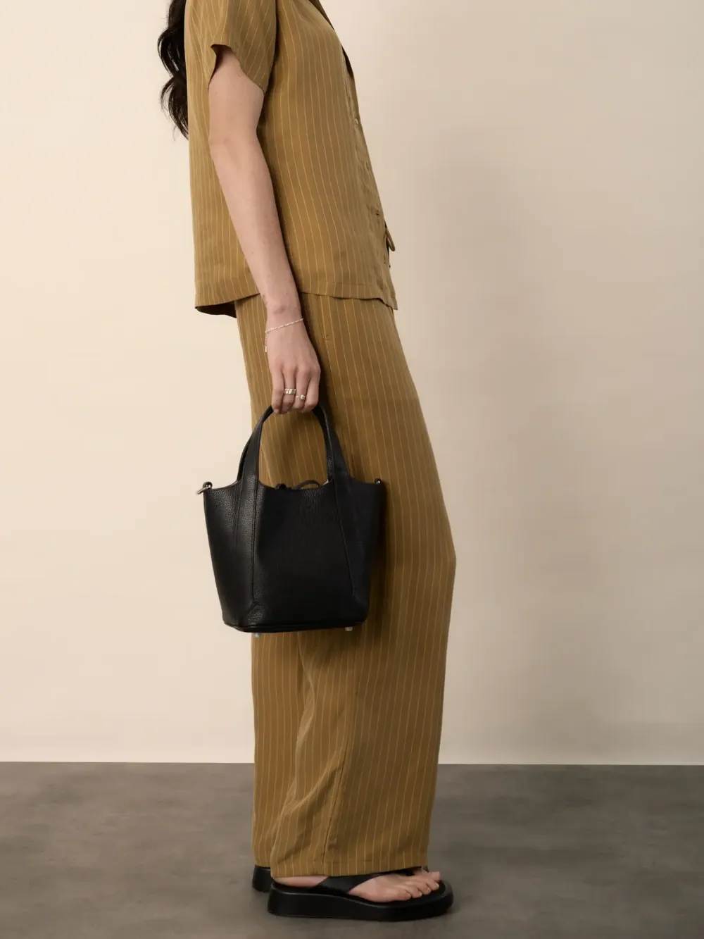 Mustard Pinstripe Wide Leg Pant