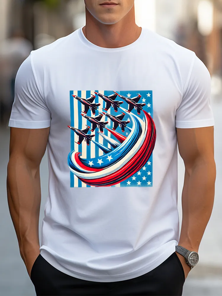 Man'S Independence Day Round-Neck Short-Sleeved T-Shirt