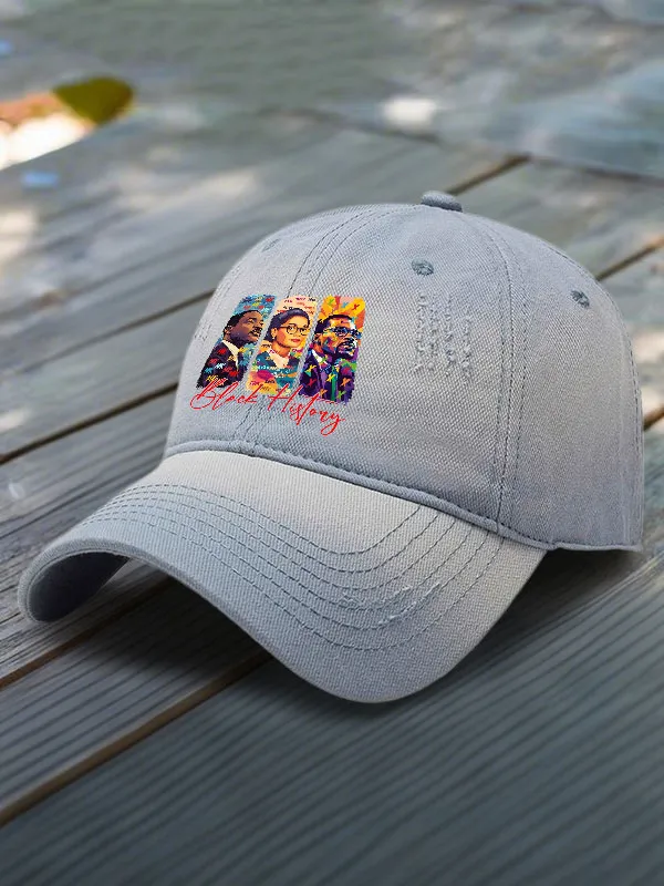 Black Historical Pattern Printed Baseball Cap June Festival Gift